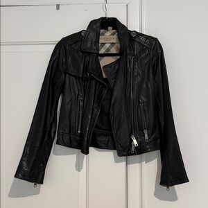 Burberry Black Leather Moto Jacket